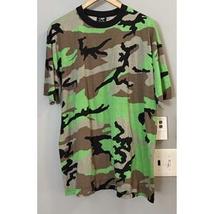 Rothco Shirt Neon Woodland Camo Vintage USA Made Hunting Military‎ Army XXL